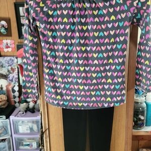 Long Sleeve Heart Print Top in Multi-Color Hearts